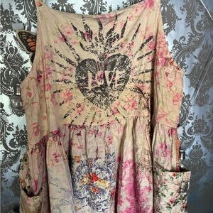 Magnolia Pearl Cream Graphic Asymmetrical Tunic Dress